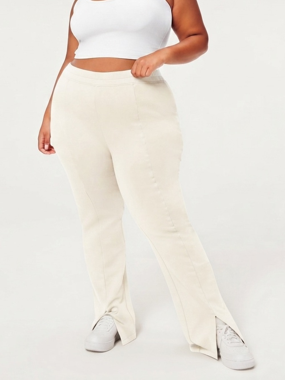 Good American Sz 4XL Off White Split Flare Casual Lounge Pants